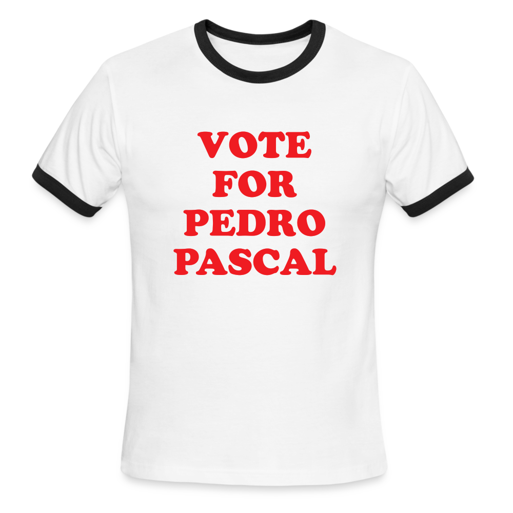 Vote For Pedro Pascal Ringer Tee - white/black