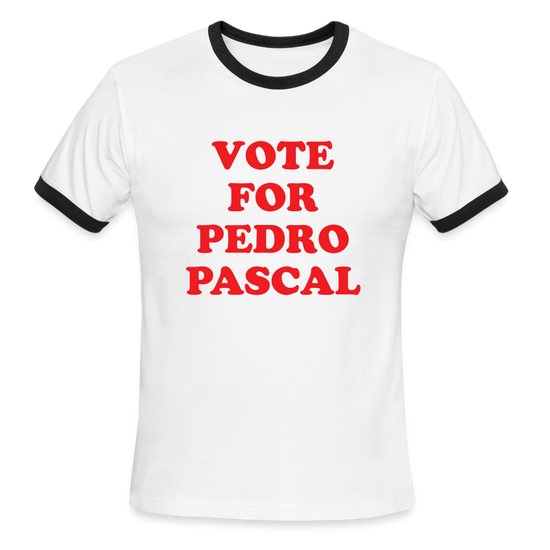 Vote For Pedro Pascal Ringer Tee - white/black