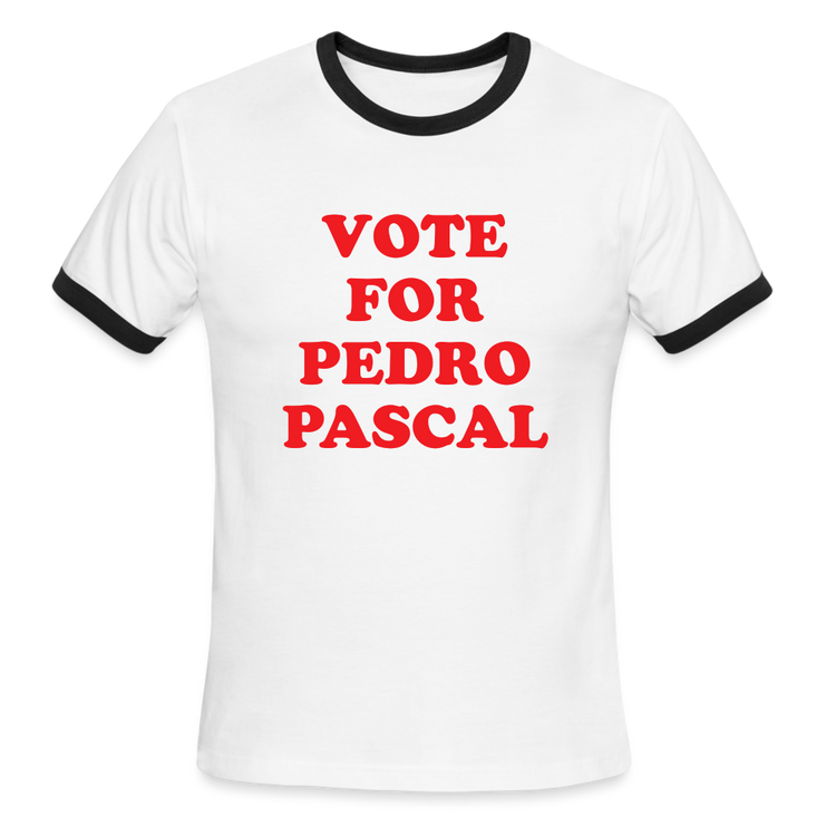 Vote For Pedro Pascal Ringer Tee - white/black