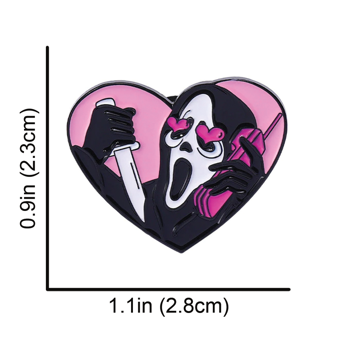 Ghostface Pink Heart Enamel Pin