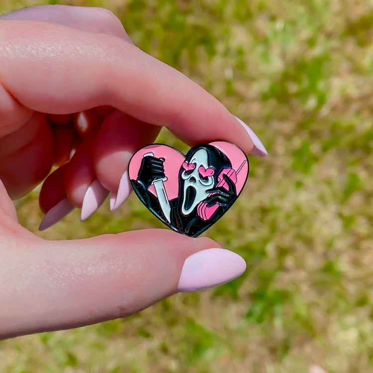 Ghostface Pink Heart Enamel Pin