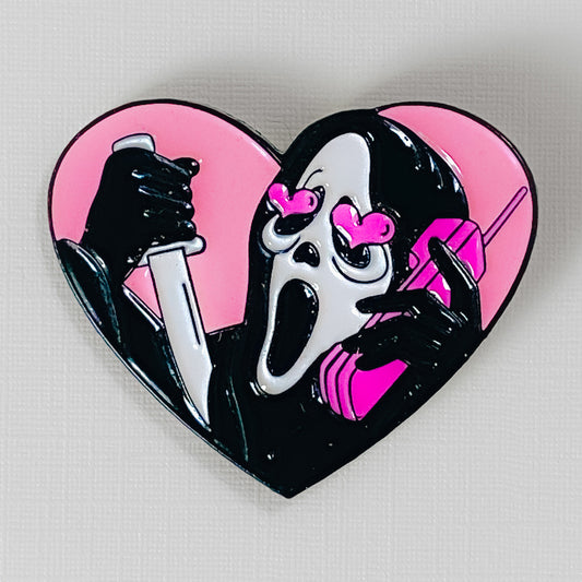 Ghostface Pink Heart Enamel Pin