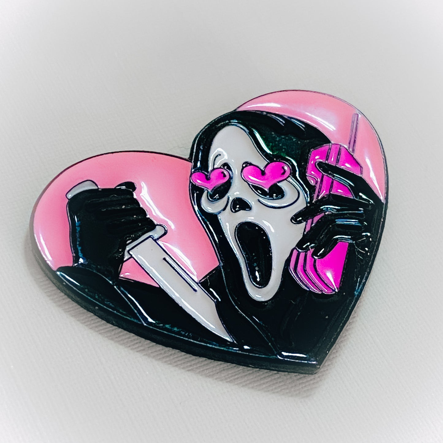 Ghostface Pink Heart Enamel Pin